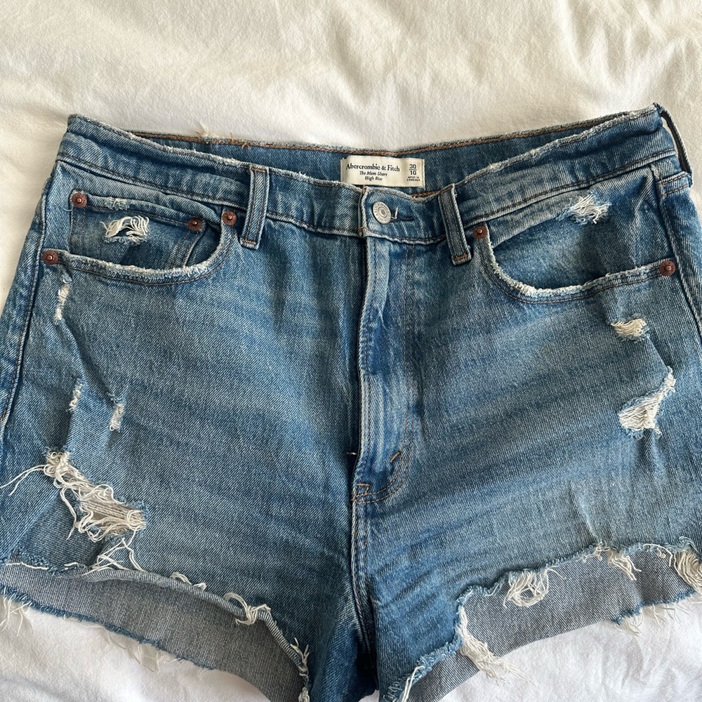 Abercrombie & Fitch Distressed Blue Jean Shorts